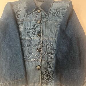 New Directions Patterned Denim Jacket Size Large.